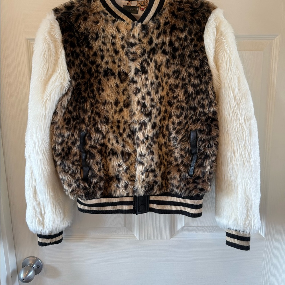 MOTHER Animal Print Jacket with Black and White Details